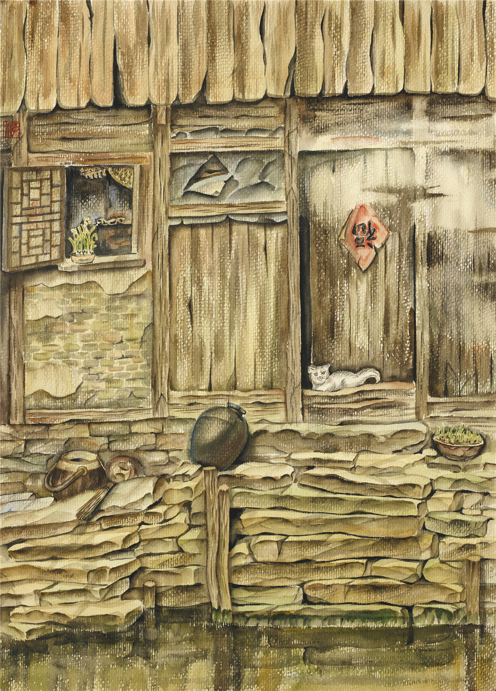 美协移交-水粉彩-精－0020石永 临水清居52×38  美协移交 206822.jpg